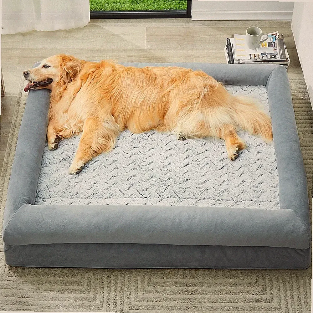 41x28 XL Orthopedic Dog Bed Large Bolster Pet Sofa Waterproof Washable Fleece Pa