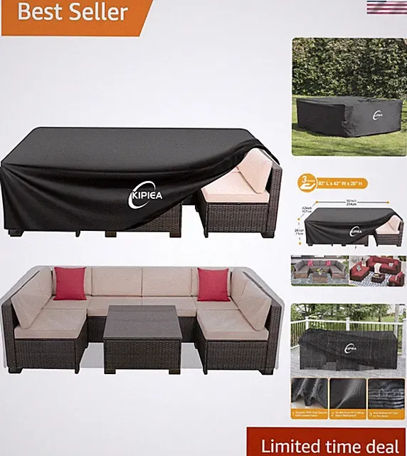 420D Heavy-Duty Patio Furniture Covers - UV Resistant, 92" L x 42" W x 28" H