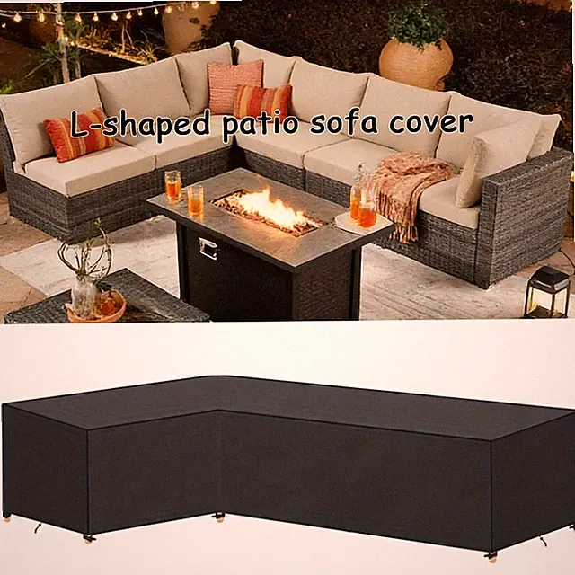 `420D L‑Shaped Patio Sectional Sofa Cover 106"x83"x34"/35"H Waterproof All‑Weath