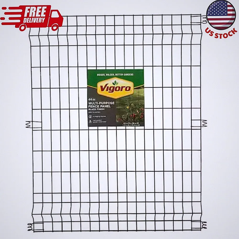 44 in. H x 36 in. W Steel Multi-Purpose No Dig Black Fence Panel