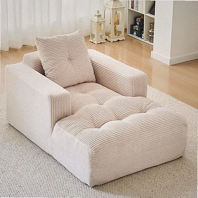 45" Corduroy Chaise Lounge Sofa Bed Boneless Deep Seat for Small Space & Home