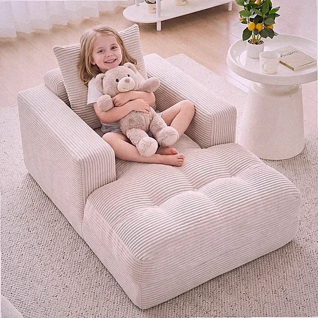 45in Corduroy Upholstered Boneless Sofa Bed Sleeper Chair for Bedroom Movie Room