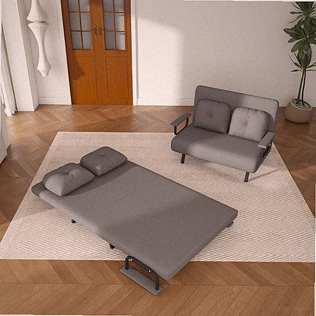 46" Wide Folding Sofa Bed 5-in-1 Convertible Chair for Two 5-Position Adjustable