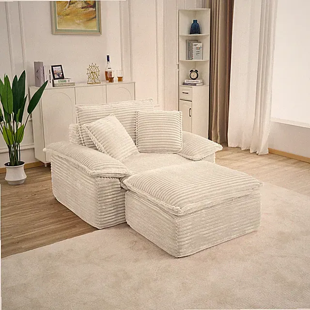 47" Oversized Sofa Chair and a Half with Deep Seat & Movable 2-Layer Ottoman S
