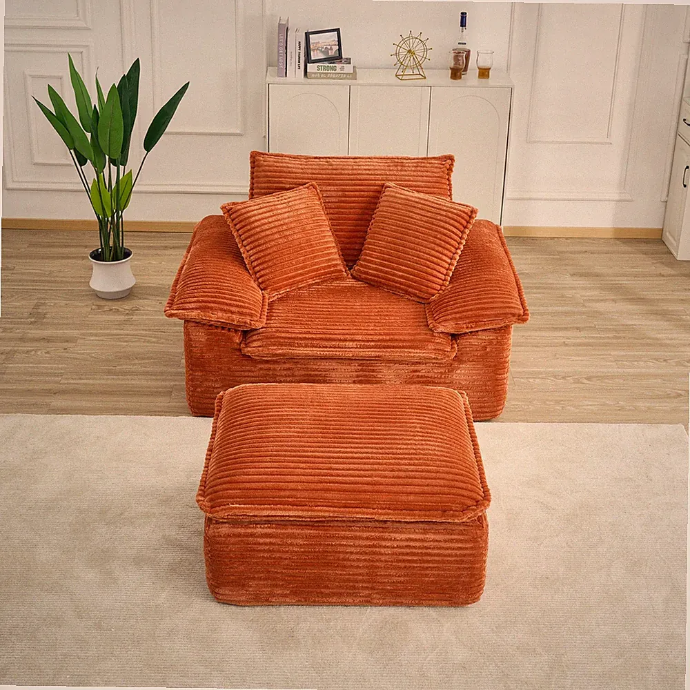 47" Oversized Sofa Chair And A Half With Ottoman, Modular Sectional