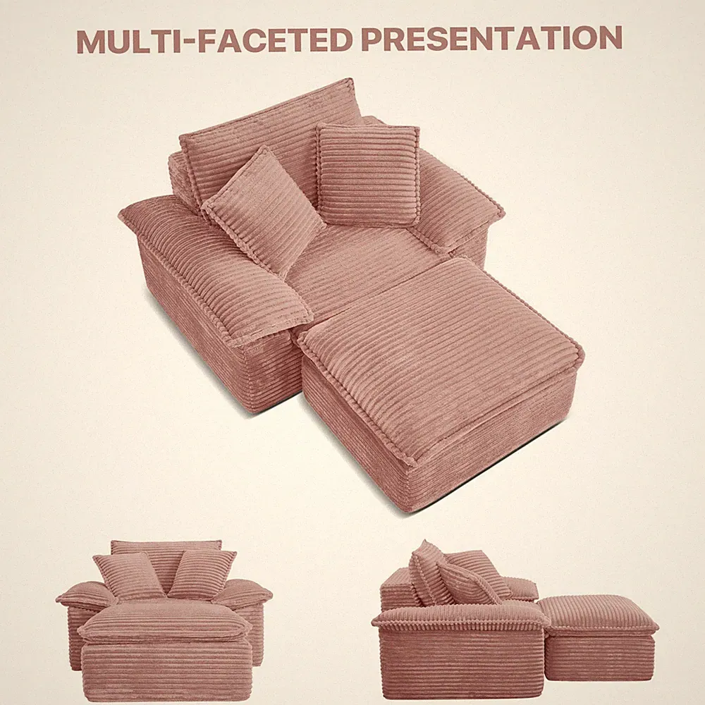 47" Oversized Sofa Chair Sectional Sleeper Couch Cloud Sofa Bed with Chaise