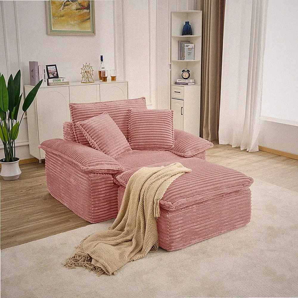 47" Oversized Sofa Chair Sectional Sleeper Couch w/ Movable 2-Layer Ottoman Seat
