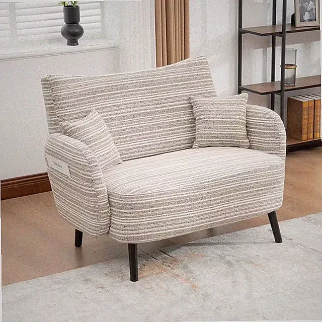 48 In. Modern Khaki Boucle 2-Seater Deep-Seated Loveseat Sofa with Armrest Pillo