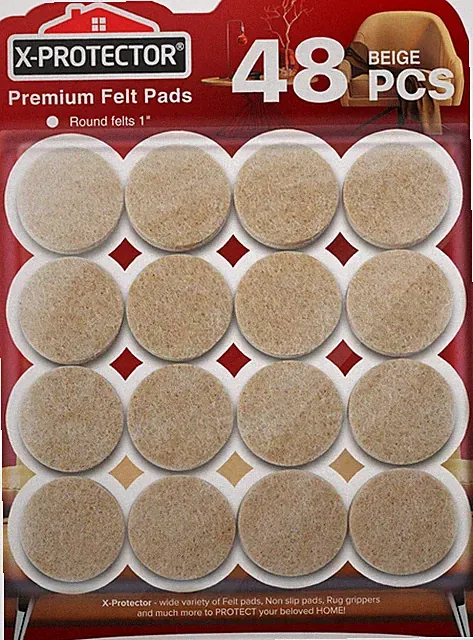 48-Piece Felt Furniture Pads for Hardwood Floor Protection - Beige