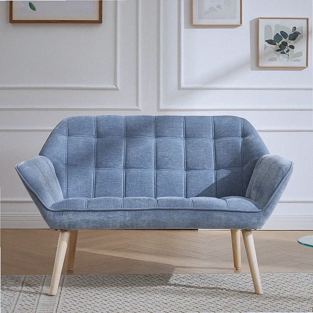 48" Sofa Bed Couch Bed Sleeper Sofa with Wood Legs Perfect for Small Spaces,Blue