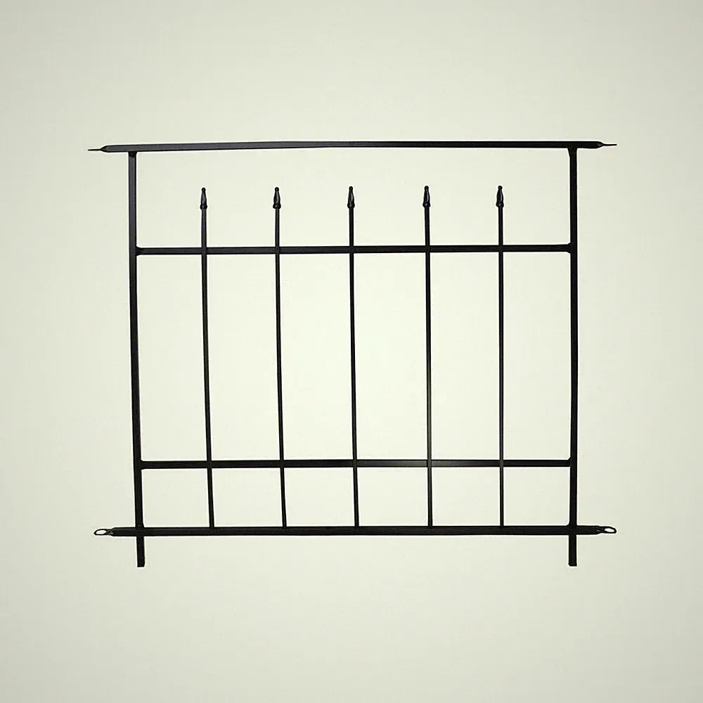 48"x36" Garden Fence Panel Fencing No-Dig Flat Top Elegant Black Coated Steel