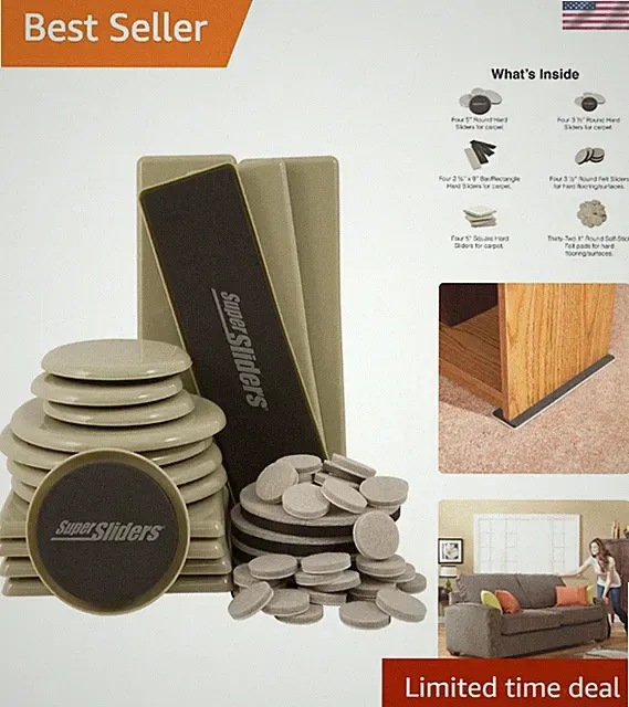 4912895N Reusable Furniture Moving Kit for All Floor Types – Move Heavy Furni...
