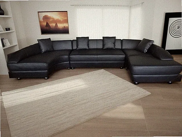 4Pc Modern black leather sectional sofa set S3289 (Custom Made Options)