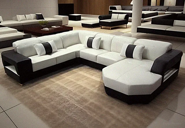 4PC Modern Euro style leather sectional sofa set S1434