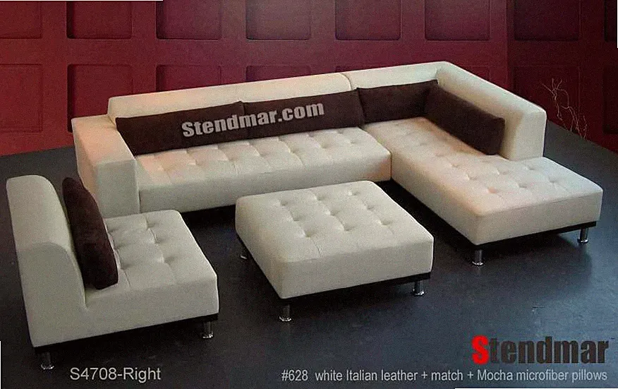 4PC Modern Leather Sectional Sofa Set S4708 (Custom Options Available)