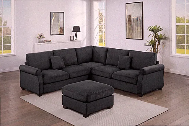 4pc Sectional Set Matching Pillow Cocktail Ottoman Corner Wedge Right And Left