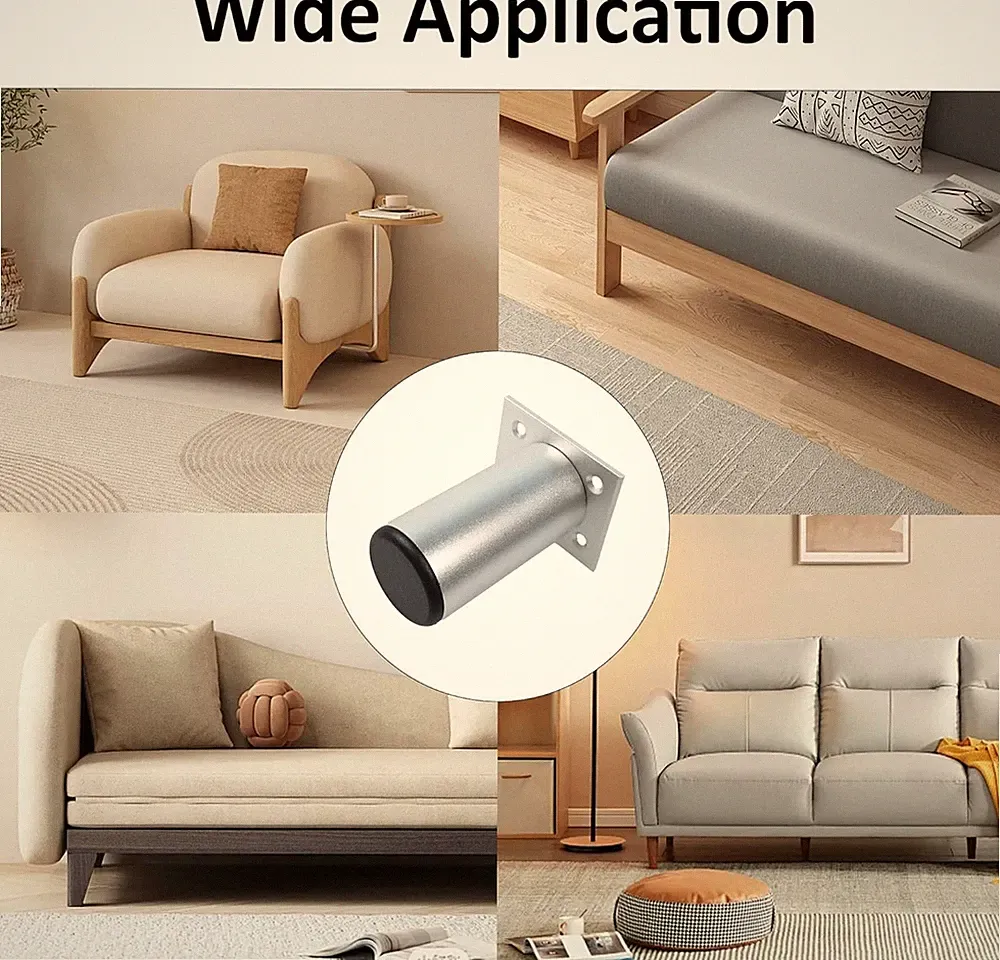 4PCS 2Inch Silver Adjustable Furniture Legs, Aluminum Alloy Round Sofa Bed Ca...