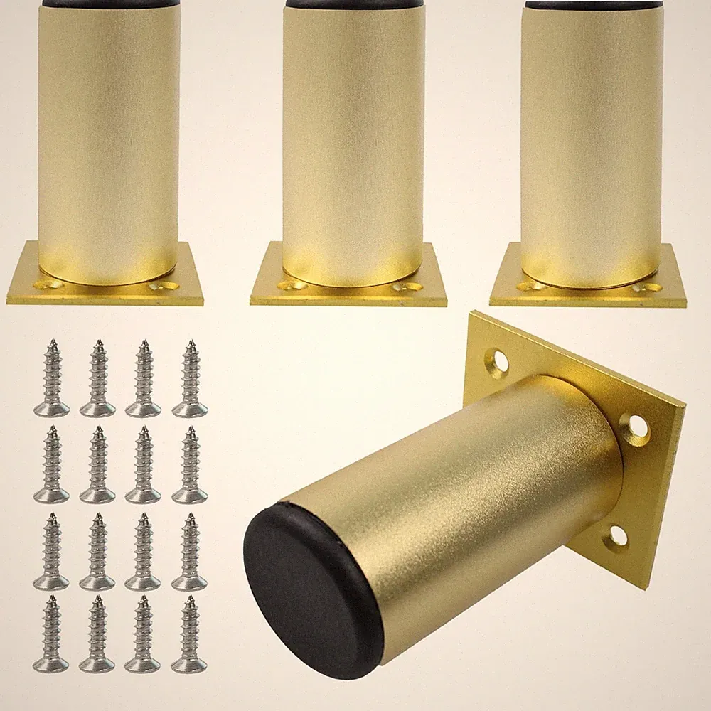4PCS 3Inch Gold Adjustable Furniture Legs, Aluminum Alloy Round Sofa Bed Cabi...