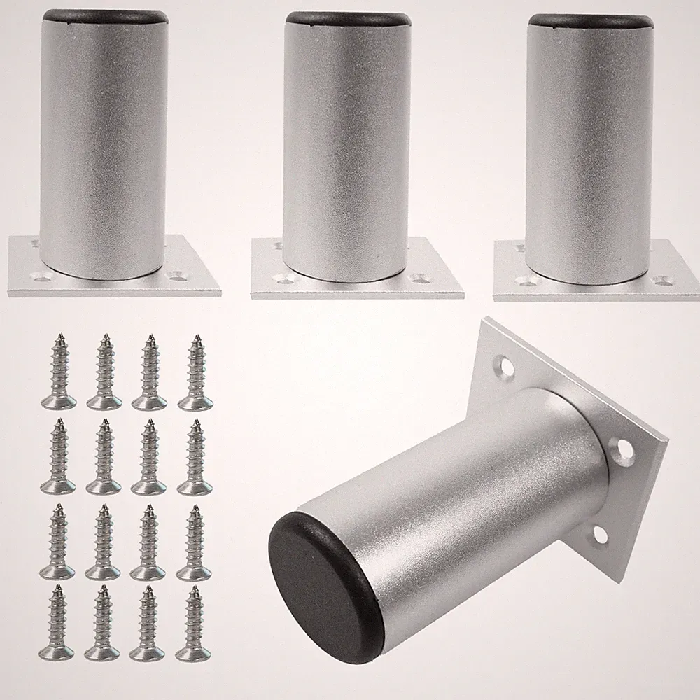 4PCS 3Inch Silver Adjustable Furniture Legs Aluminum Alloy Round Sofa Bed Cab...