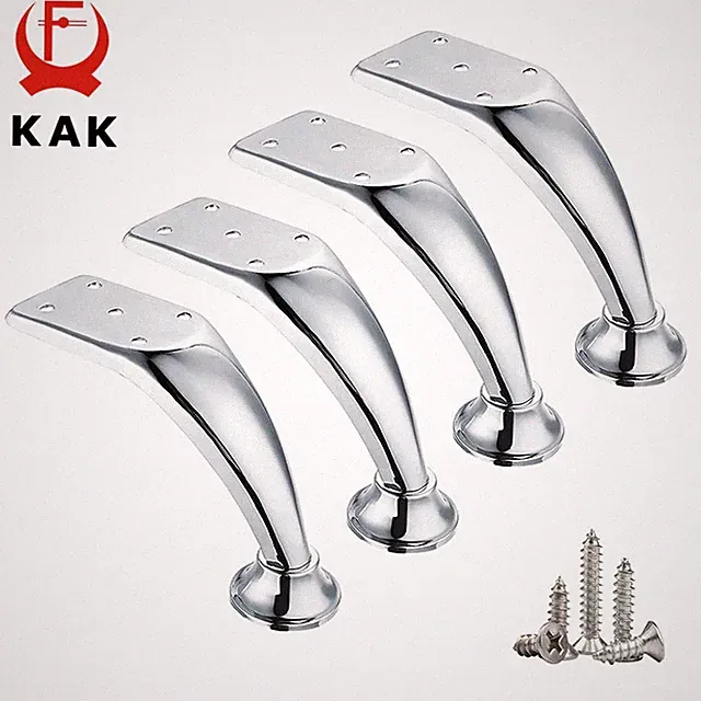 4Pcs Bright Chrome Furniture Leg Metal Table Feet Sofa Bed Legs Replacement Mani
