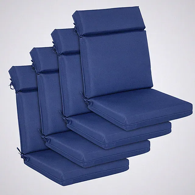 4Pcs Chair Cushions Seat Outdoor Patio High Back Deck Cartridge Cushion with Tie