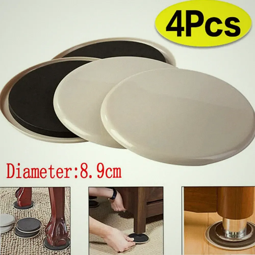 4Pcs Round Furniture Sliders Heavy Duty Carpet Gliders for Sofa Bed Closet