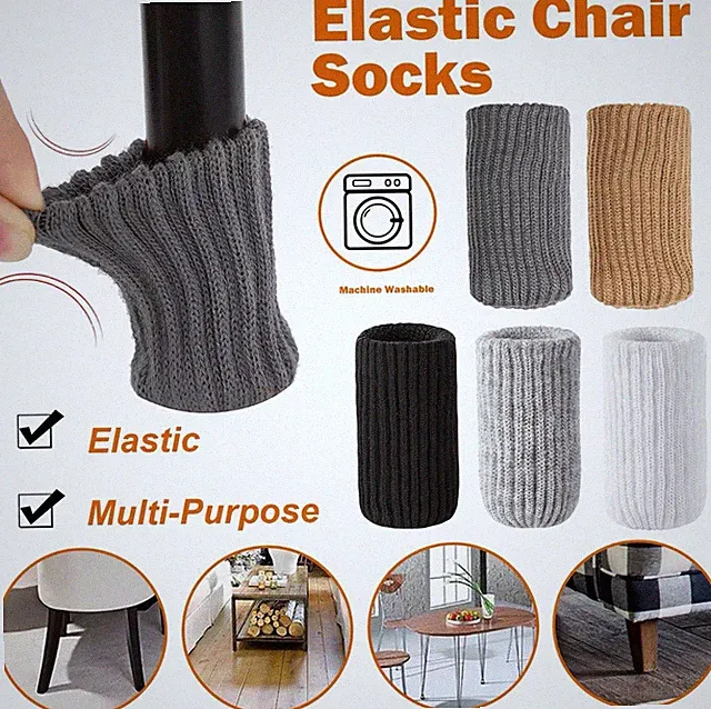 4x Knitted Table Chair Leg Socks Sleeve Floor Protector Furniture Feet Covers