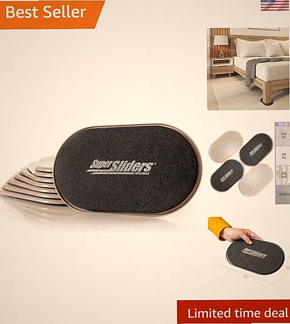 5 3/4" x 9 1/2" Oval Reusable Furniture Sliders for Carpet - Effortless Movin...