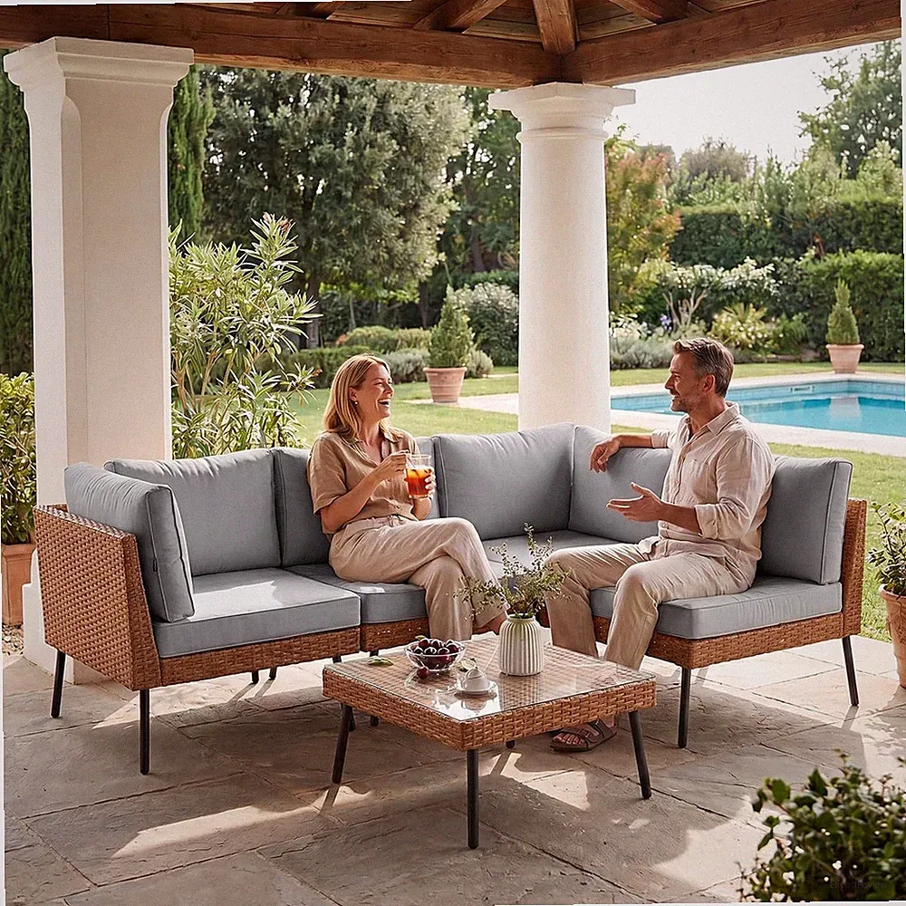5 / 7 /8-piece Patio Furniture Sets Outdoor rattan Sectional Sofa Set Cushions