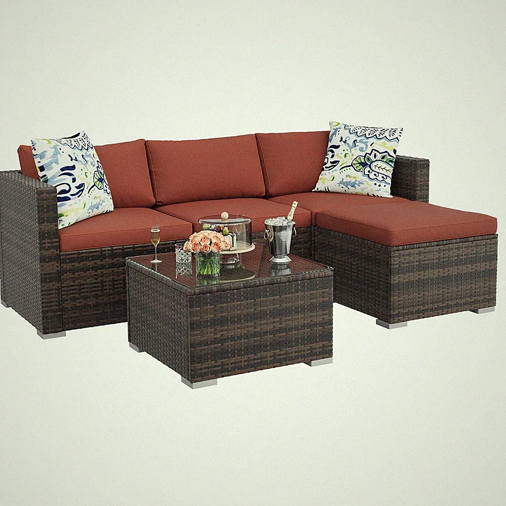 5/7 Piece Wicker Outdoor Sofa Set Modular Patio Furniture Conversation Set