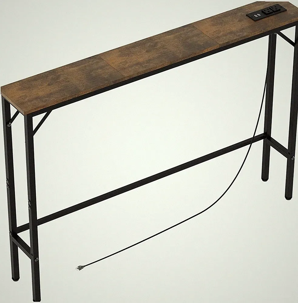 5.9" Console Table with Outlet – Narrow Sofa Table, Behind Couch Table for