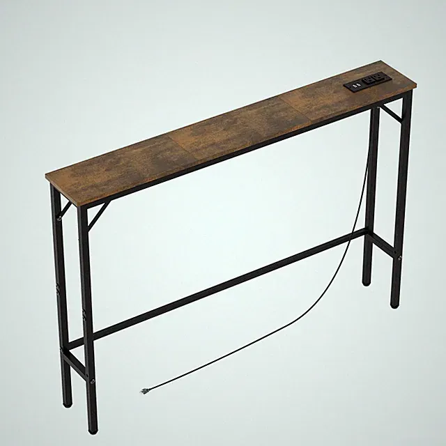 5.9" Console Table with Outlet – Narrow Sofa Table, Behind Couch Table for Li...