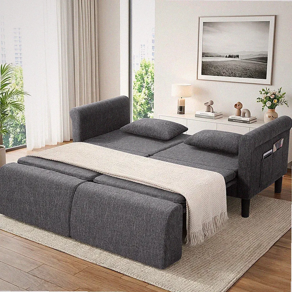 5-in-1 74" Convertible Sleeper Sofa Bed Pull Out Couch with Removable Backrest