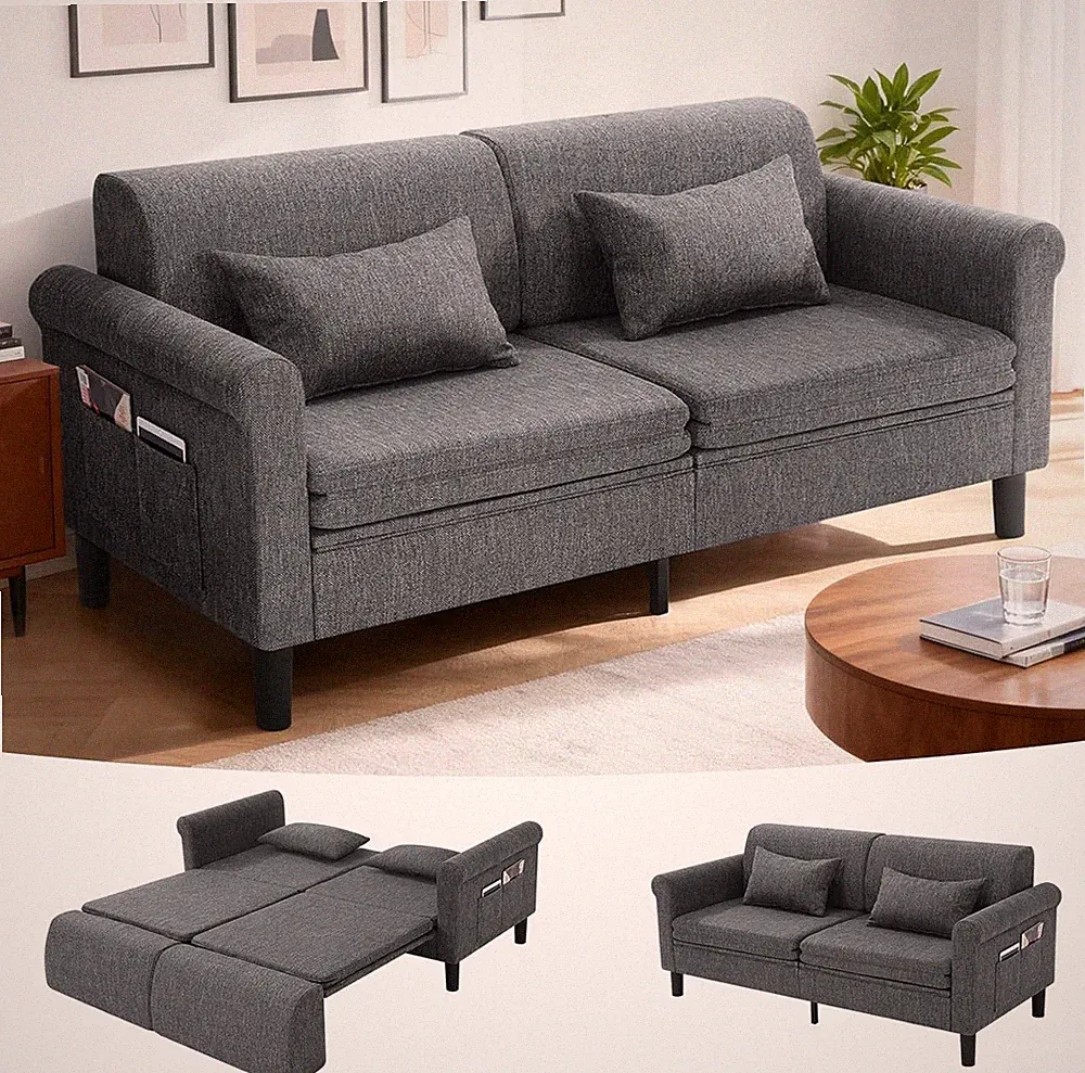 5 in 1 74" Sofa Bed Convertible Sleeper Sofa with Pull Out Bed Loveseat Couch US