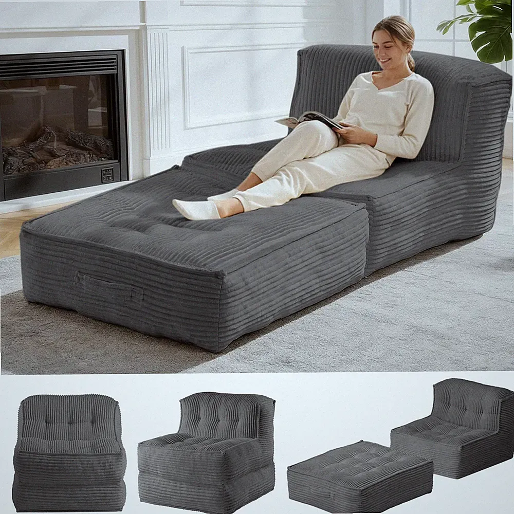 5-in-1 Convertible Folding Sofa Bed, Frameless Convertible Couch with Handles...