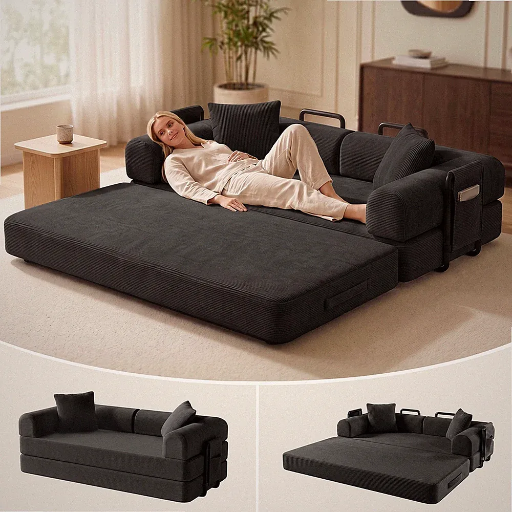 5-in-1 Convertible Folding Sofa Bed,Pull Out Bed Futon Sleeper Sofa No Assembly