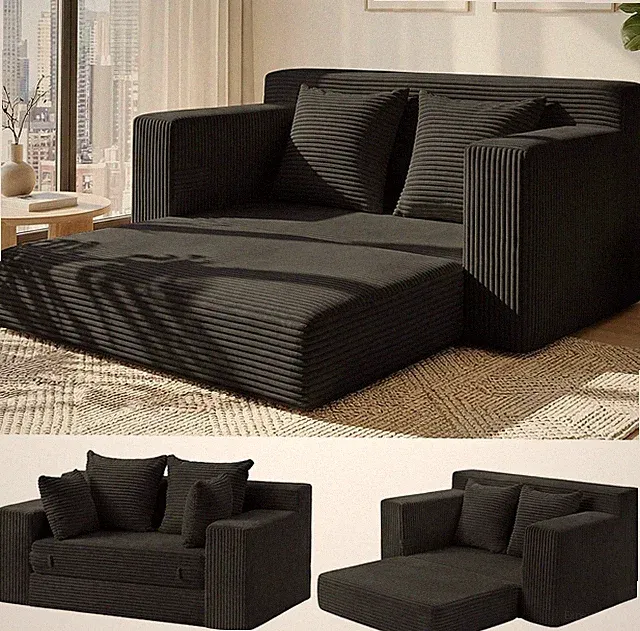 5-in-1 Convertible Futon Sofa Bed with Pillows for Small Spaces & Dorms