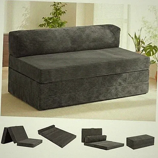 5-in-1 Convertible Sofa Bed, Boneless Loveseat Sleeper, Tri-fold Futon Sofa