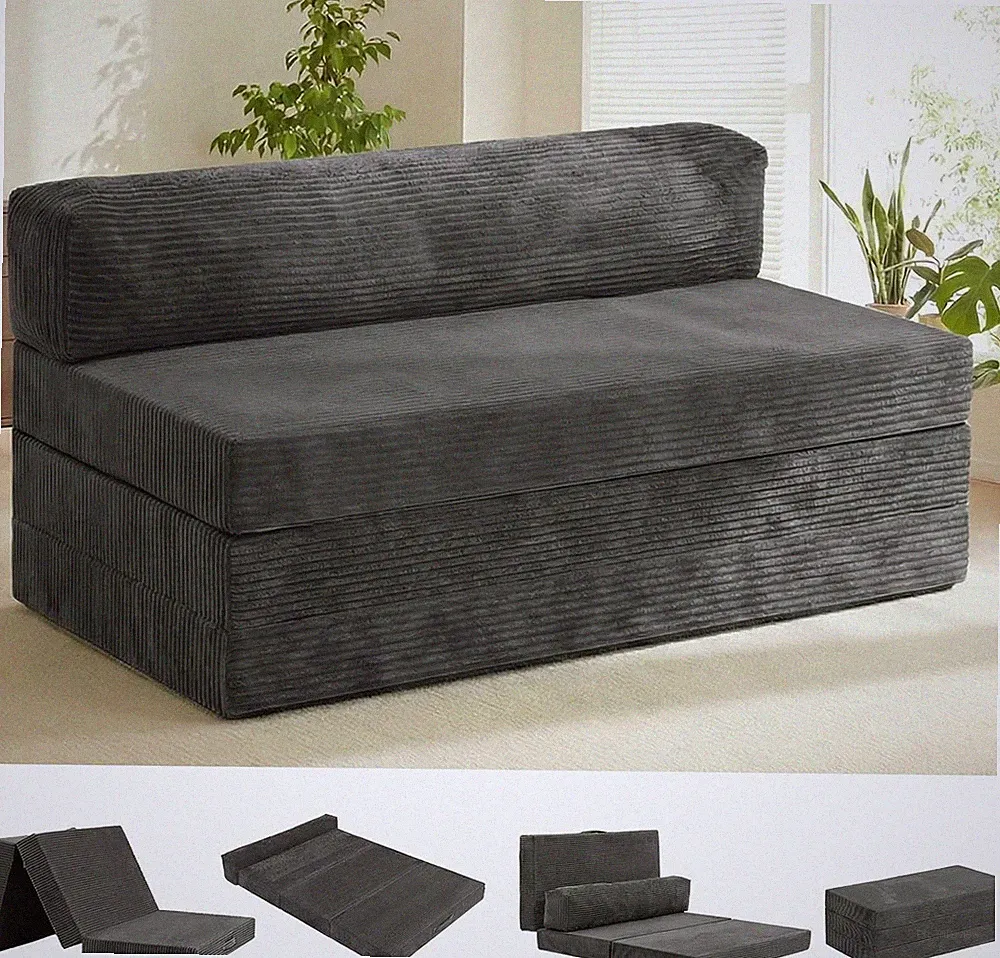 5-in-1 Convertible Sofa Bed Boneless Loveseat Sleeper Tri-fold Futon Sofa Bed W/