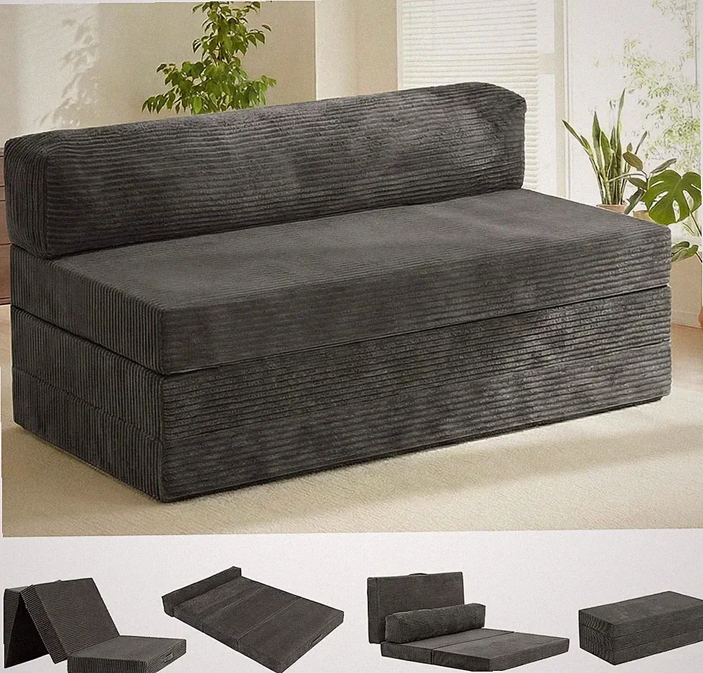 5-in-1 Convertible Sofa Bed Boneless Loveseat Tri-fold Futon Sofa Bed W/