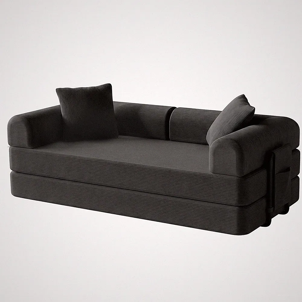 5-in-1 Convertible Sofa Bed King Size, Floor Mattress Boneless Couch w/ Zipper