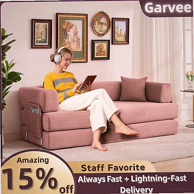 5-in-1 Corduroy Oversized Folding Sleeper Sofa Bed 78.7" Pillows