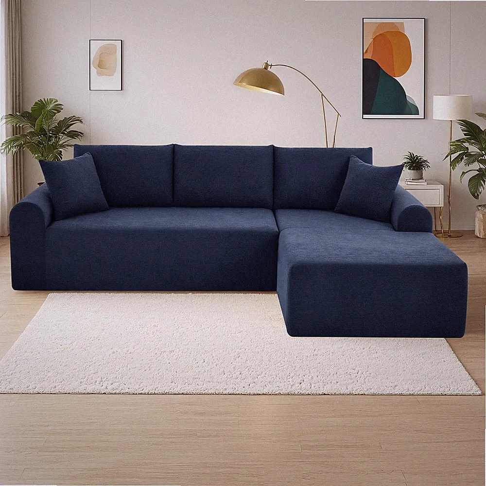 5-in-1 Modular Sectional Sofa with L-Shaped Chaise Comfy Corduroy Boneless Couch