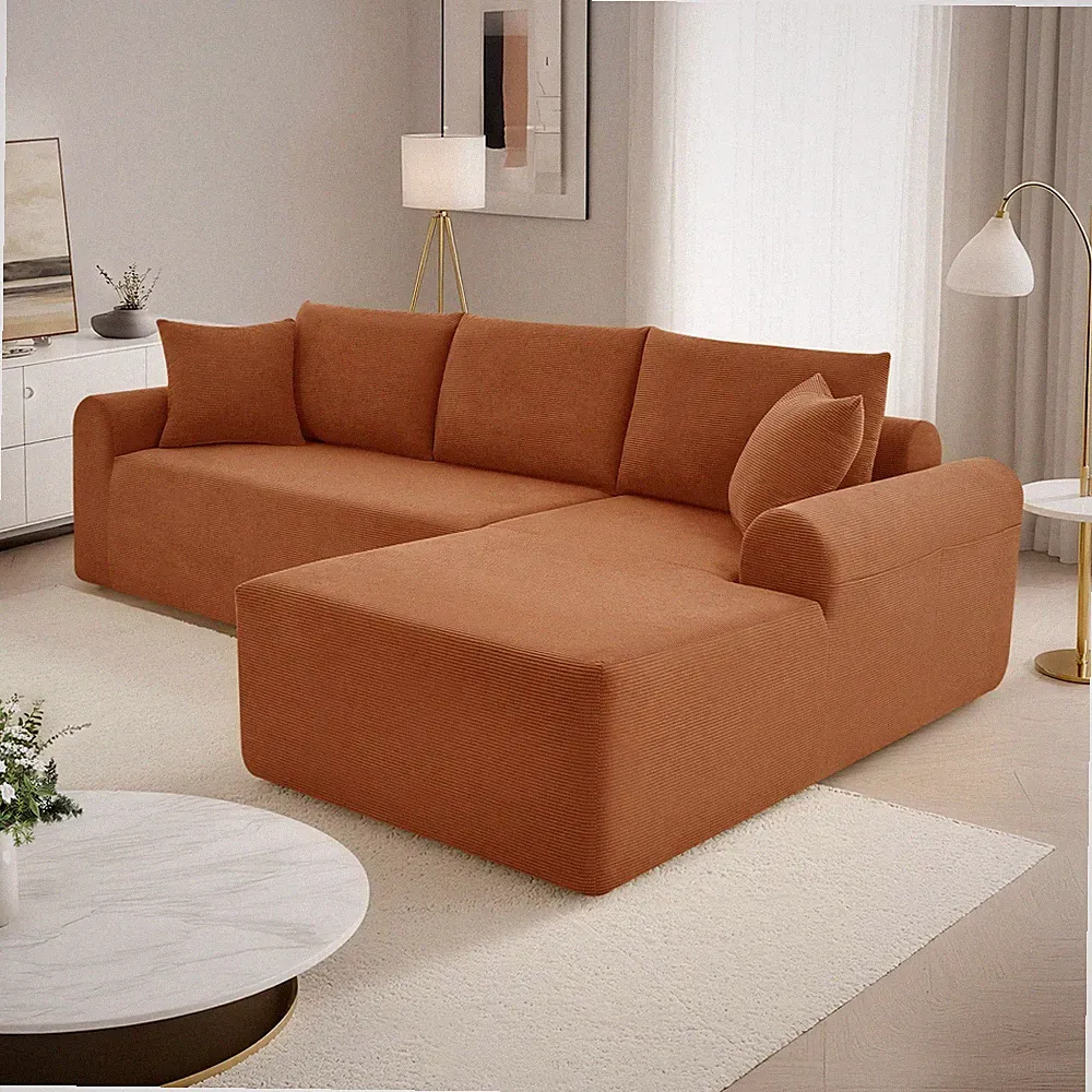 5-in-1 Modular Sectional Sofa with L-Shaped Chaise Comfy Corduroy Boneless Couch