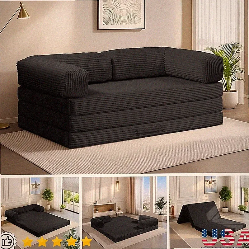 5-in-1 Sofa Bed Tri-Fold Space Saving Couch Easy Setup Ergonomic Design New