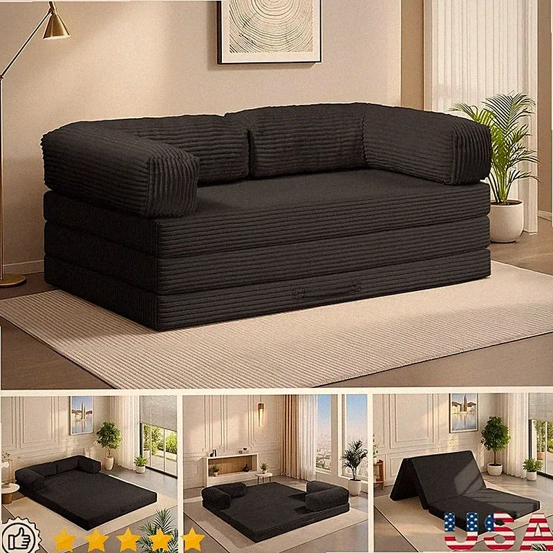 5-in-1 Sofa Bed Tri-Fold Space Saving Couch Easy Setup Ergonomic Design New