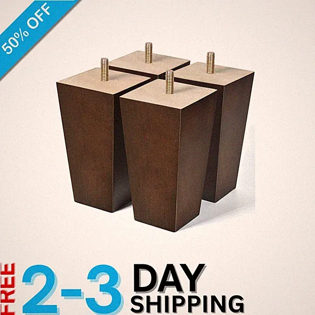 5-Inch Walnut Wood Sofa Legs Replacement – Pack of 4 Mid-Century Modern Style