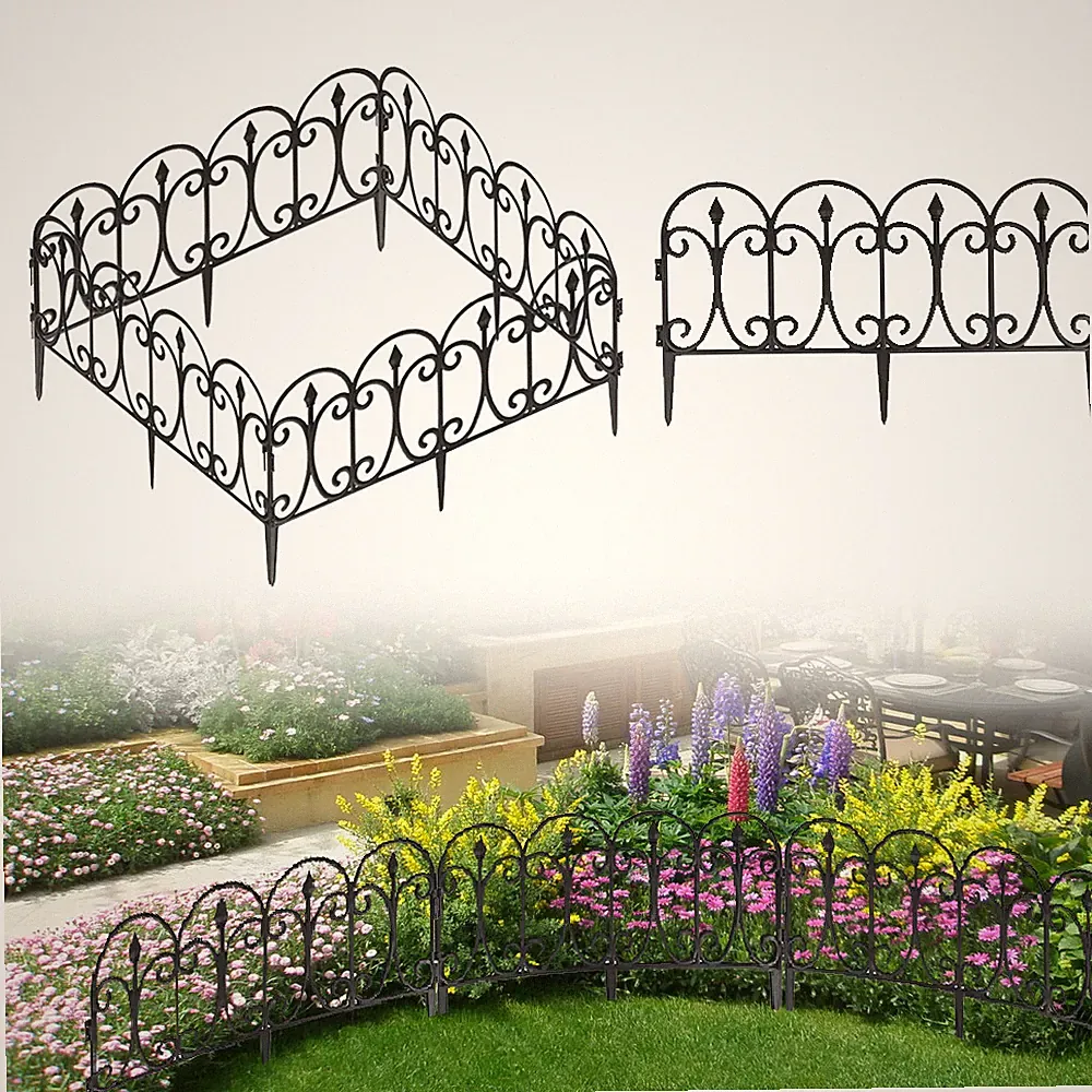 5 Pack Garden Fence No Dig Fencing Panel Plastic Border Animal Barrier, 10FT