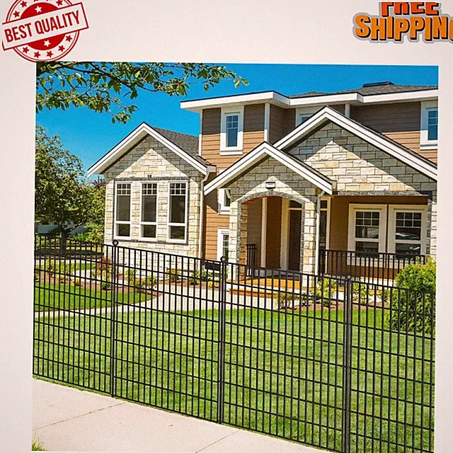 5 Panels No Dig Garden Fence with Gate, 40 In(H) X 12.1 Ft(L) Metal Fence Panels