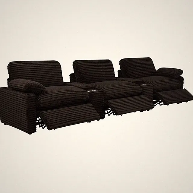 5 PC DARK BROWN CORDUROY POWER 3 RECLINER HOME THEATER SOFA LIVINGROOM FURNITURE